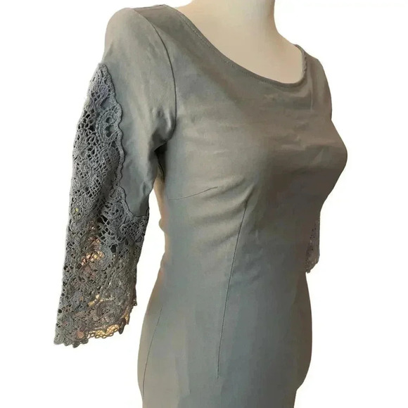 Lulus dress baby blue fitted with crocheted lace detail size large - Picture 6 of 10